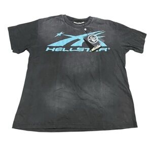 NWT Hellstar Sports Core Logo T-Shirt Gray/Black/Aqua Blue Sz L